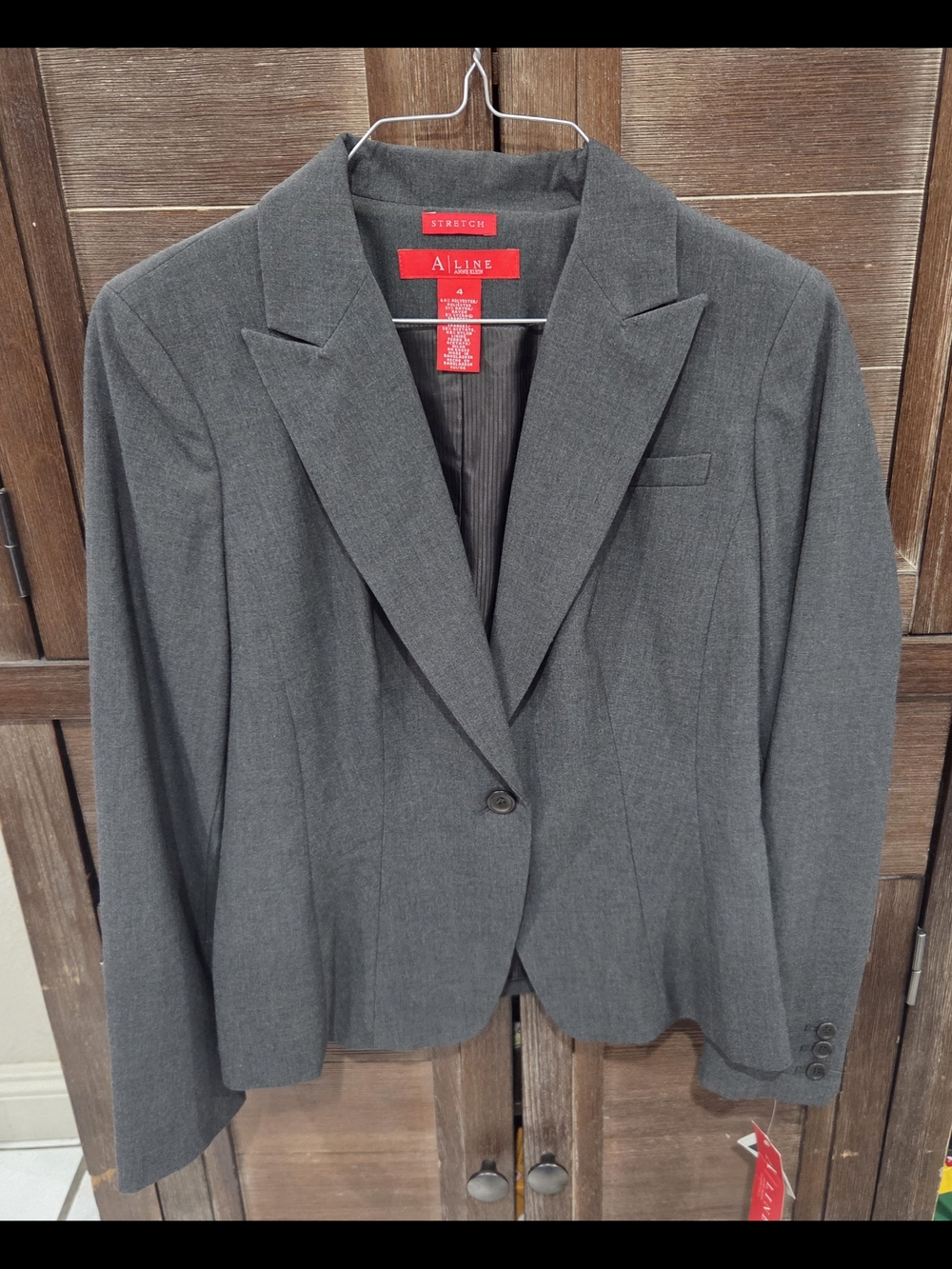 Anne Klein Charcoal Gray Stretch Blazer Size 4